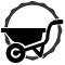 A stylized wheelbarrow as the UX design icon for Content Garden, Inc.: Content Garden, Inc.: A small writing and digital marketing agency in Greenville, NC that helps businesses and non-profits reach new customers and donors online