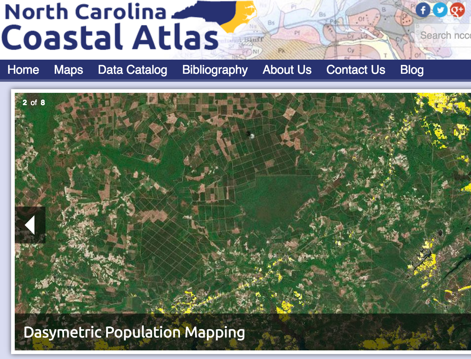 The front page of the NC Coastal Atlas, published as part of 
