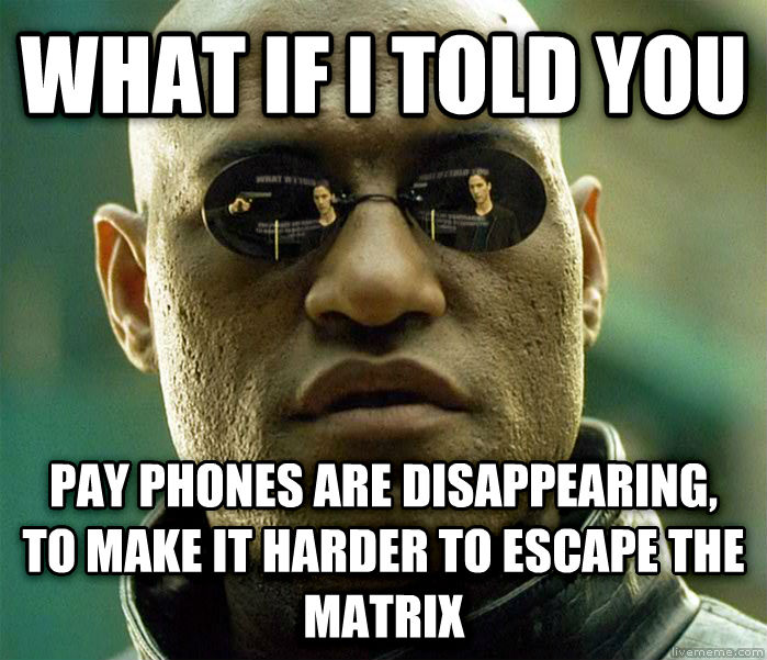 Morpheus from The Matrix saying "What if I told you pay phones are disappearing to make it harder to escape the matrix," published as part of "5 Tips for Keyword Research for Small Businesses"