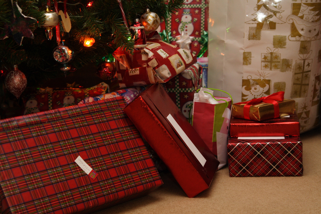 A photo of presents under a Christmas tree, published to 