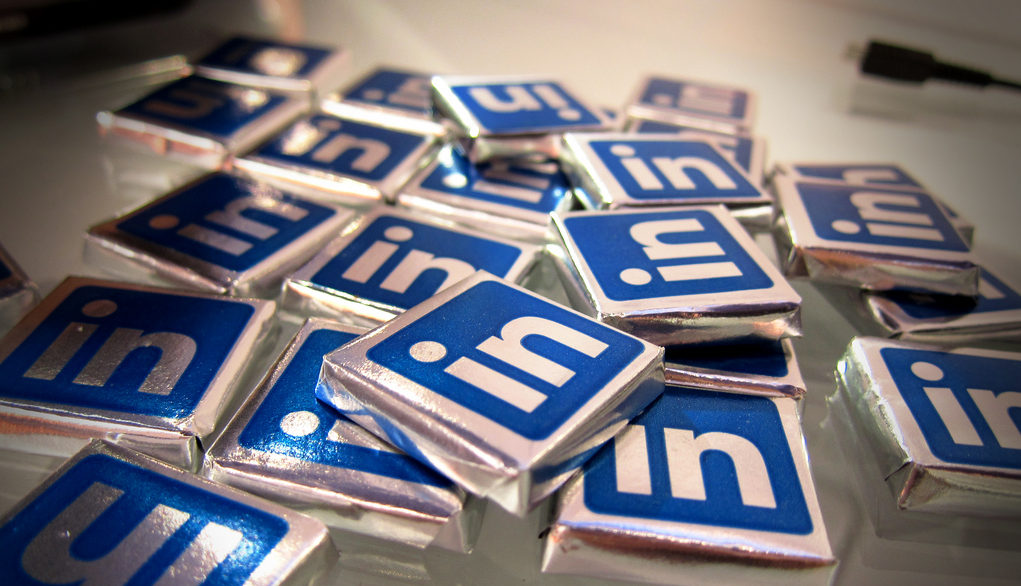 A photo of a pile of LinkedIn chocolates, published to: 