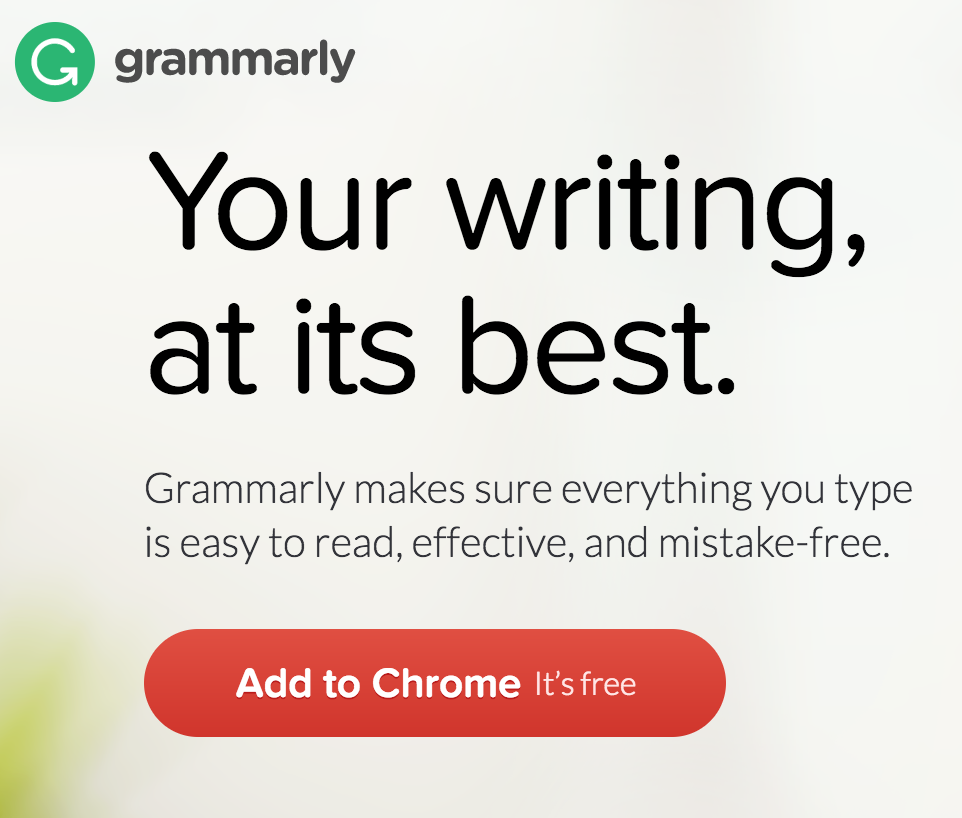 The Grammarly Homepage, published to "3 Awesome and Cheap Content Marketing Tools for Small Businesses and Non-Profits"