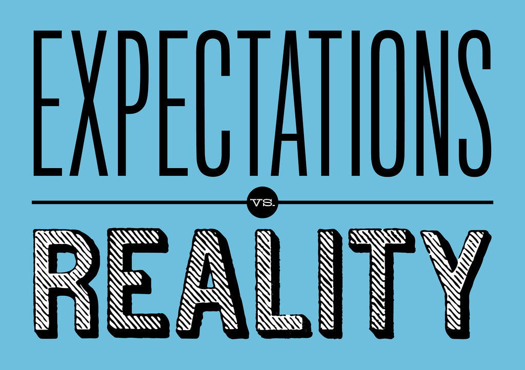 The words "Expectations vs. reality," published to "3 Reasons Why You Shouldn't Design Your Own Website"