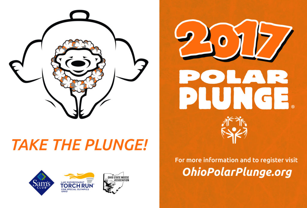 One of the 2017 Special Olympics of Ohio Polar Plunge postcards, published to "Graphic Design, Branding, and Print Design With Special Olympics of Ohio"