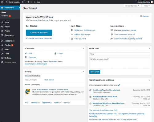 A screenshot of the WordPress dashboard, published to "3 Tips for Building a Small Business Website"