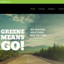 The homepage of the Greenelight Logistics website, published to: 